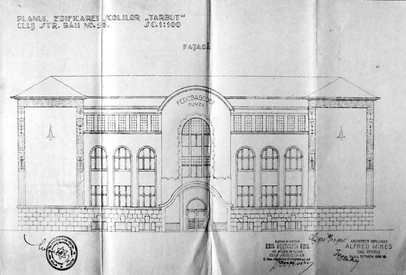 Architectural plan of the Tarbut Gymnasium in Cluj