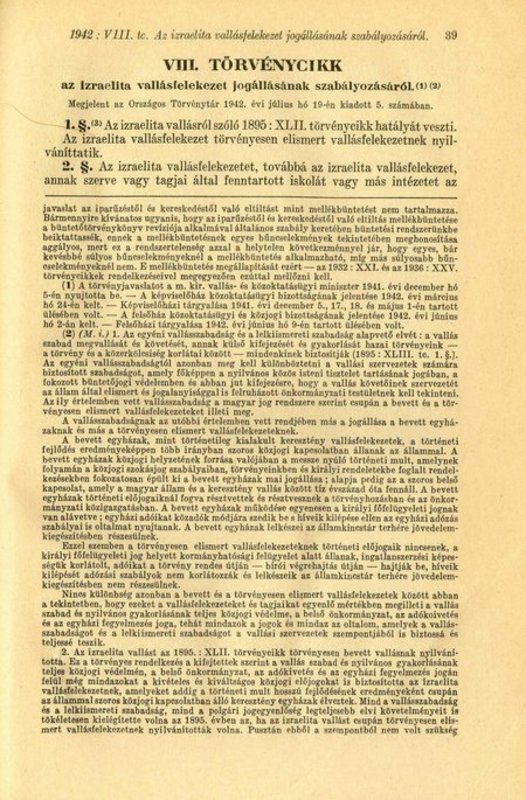 Law VIII, 19 July 1942