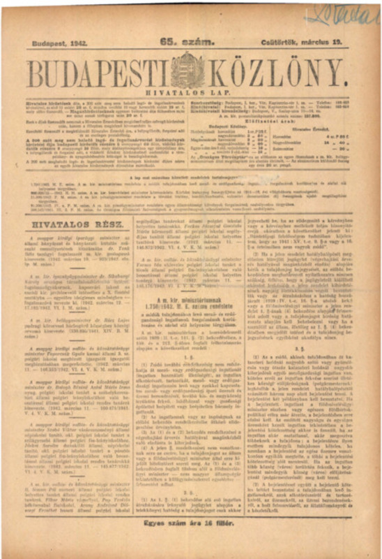 Decree no. 1750/1942 M.E., 19 March 1944