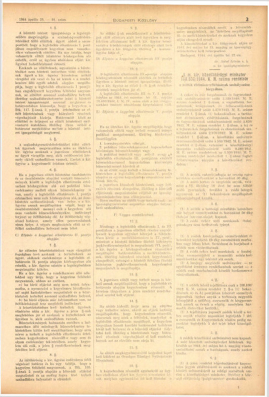 Decree no. 108,500/1944 K.M. of the Minister of Public Supply, 23 April 1944